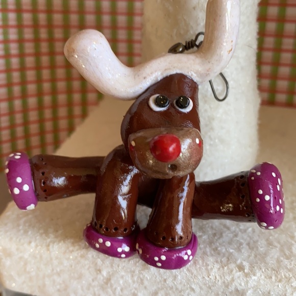 Handcrafted; Polymer Clay; Reindeer; Ornament